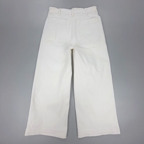 EVERLANE Minimal High Rise Wide Leg Cropped Utility Pant Culotte Jeans White 0 - Picture 5 of 7
